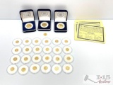 (25) $5 and (3) $25 1/10oz .24 Pure Gold Coins