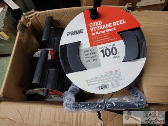 (4) 100' Cord Storage Reel with Metal Stand