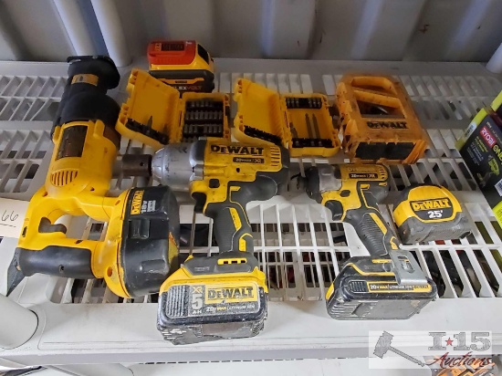 DeWalt Saw, Impact, Impact Driver, Tape Measure, Battery, Attachments