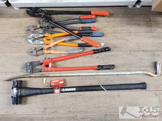 6 Metal Cutters, Crowbar, and Sludge Hammer
