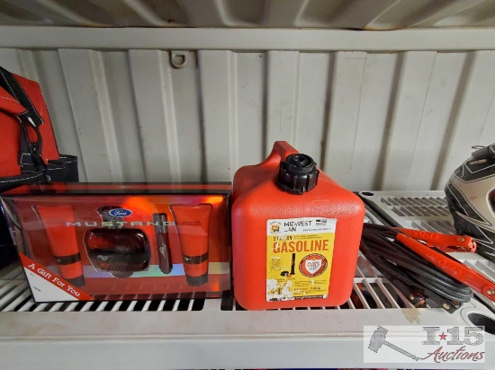 2 Gallon Gas Can, Mustang Mens Care Gift Set, Jumper Cables