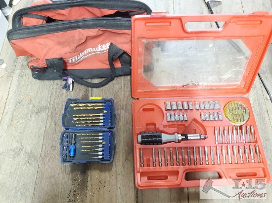 Milwaukee Tool Bag, Ohio Forge 75 Peice Screwdriver and Power Bit Set, Kobalt Attachments