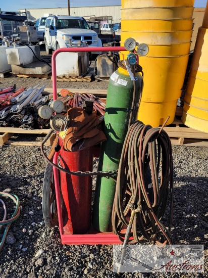 (2) Tanks with Guages and Hoses on Dolly