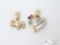 (2) 14k Pendants with Ruby, Topaz and Rhinestones, 5g
