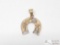 14k Gold Horseshoe Pendant with Ruby and Semi-Precious Stone, 4g