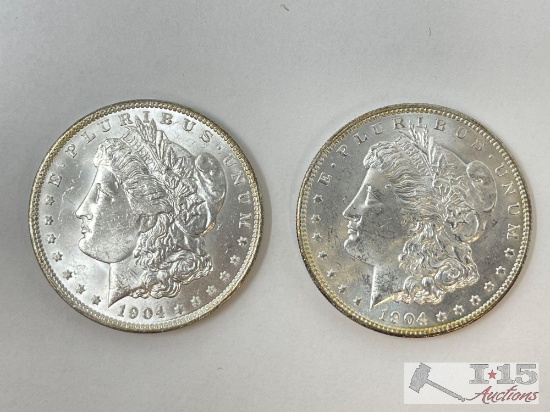 (2) 1904 Morgan Silver Dollars
