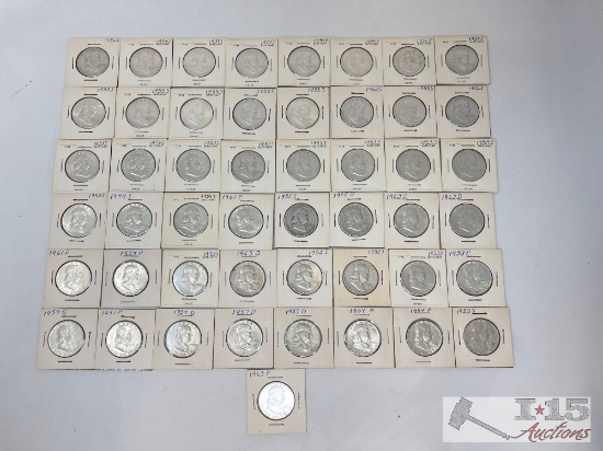 (49) 90% Silver Franklin Half Dollars