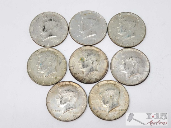 (8) 1967-1969 Kennedy Half Dollars