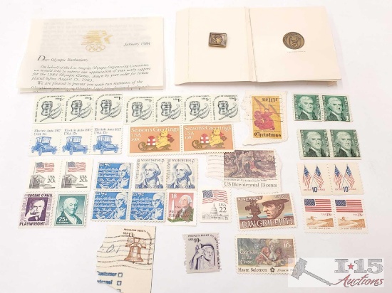 Olypic Pins, Vintage Stamps