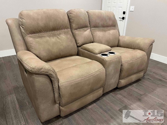 Next-Gen DuraPella Dual Power Reclining Loveseat with Console