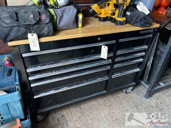 Husky Wood Top Tool Box Full Of Tools Online Auctions Proxibid