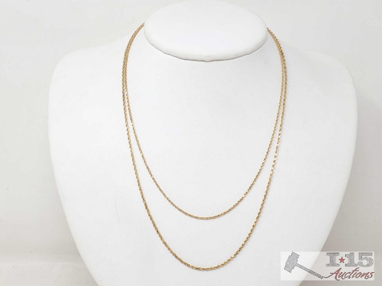 (2) 14k Gold Necklaces, 6g