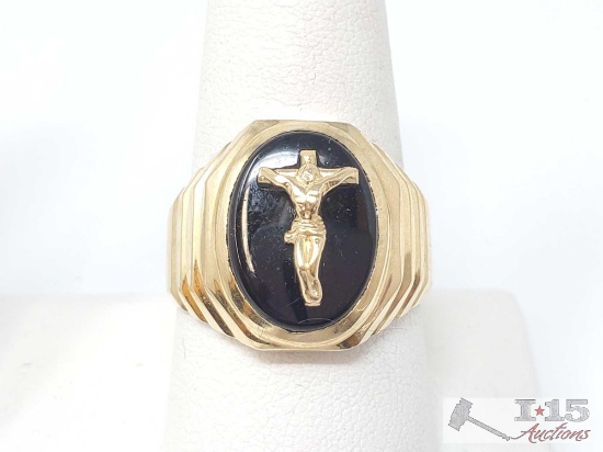 14k Gold Jesus Ring, 8g