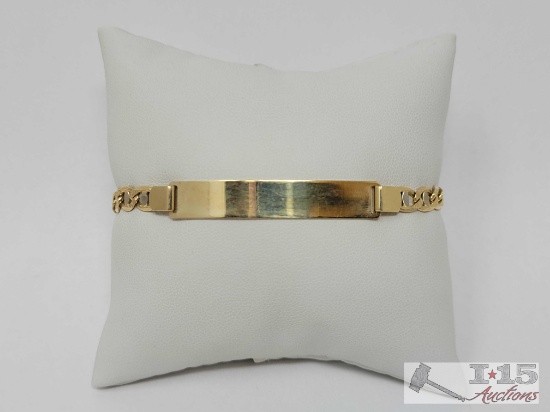 14k Gold Bar Bracelet, 8g