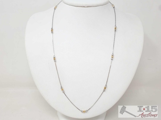14k Gold and White Gold Necklace, 4g