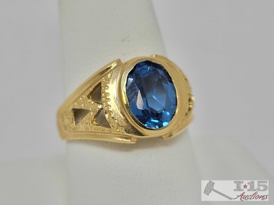 14k Gold Topaz Center Ring, 6g