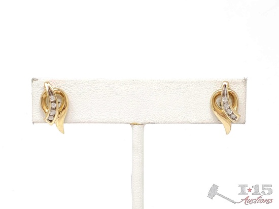 14k Gold Earrings with Diamonds, 2g