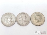 (2) Franklin Half Dollars and Kennedy Half Dollar