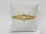 14k Gold Engraved Bracelet, 13g