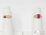 (2) 14k Gold Rings with Ruby Stones, 3g