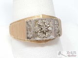 14k Gold Ring with Diamonds, 6g