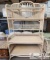 Vintage Wicker Rattan Pagoda Topped 3 Glass Shelf Etagere