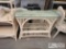 Bent Rattan Console Table with Galss Top
