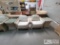 2 Bent Rattan Lounge Chairs and End Tables with Glass Top
