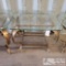 Metal end table with glass top
