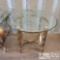Metal round coffee table with glass top