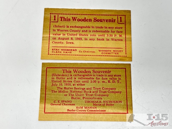 (2) Wooden Nickels