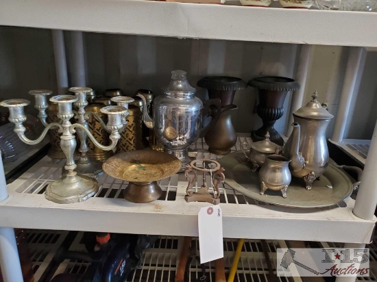 Candle Holders, Tea Pots, Trays & Pitcher