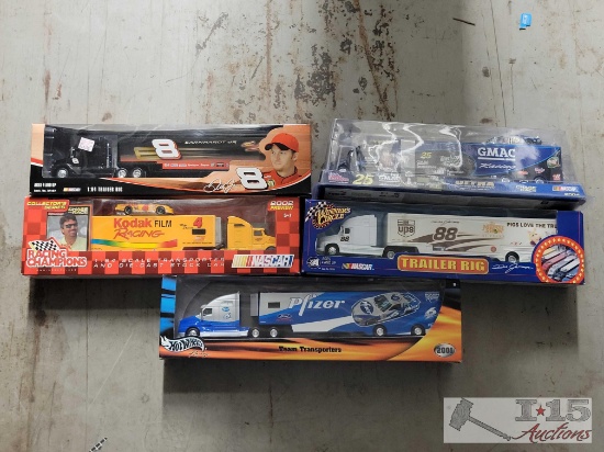 (6) Model Nascar Trailer Rigs