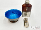 Antique Flask, Lighter and Bowl