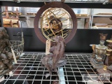 Wooden Armillary and Metal Dolphin Statue