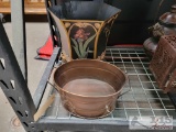 Metal Tub and Black Metal Tole Bin and Orchid Planter