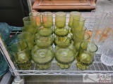 18Pcs Vintage Franciscan Madeira Green Glass Set