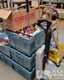3 Totes of Cleaning Supplies, Laundry Detergent, Vacuums, Swiffers, Mop and Bucket