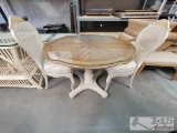 Wooden Dining Table with Glass Top and Chairs