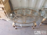 Metal table with glass top