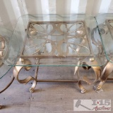 Metal end table with glass top