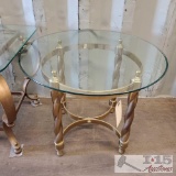 Metal round coffee table with glass top