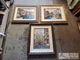 (3) Framed Art Work Peices of Canals