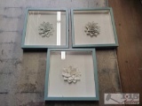 (3) Framed Flower Wall Decor