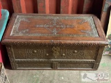 Studded Wood Storage Trunk