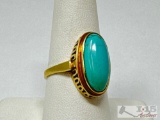 14k Gold Ring with Turquoise Stone, 4g