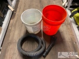 (2) Buckets, Vacuum Hose and Attachment
