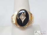 14k Gold Ring with Rhinestones, 10g