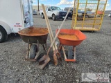 Two Rustic Wheelbarrows