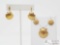 2 Pairs of Seashell 14k Gold Earrings & 14k Gold Seashell Pendant, 6.9g
